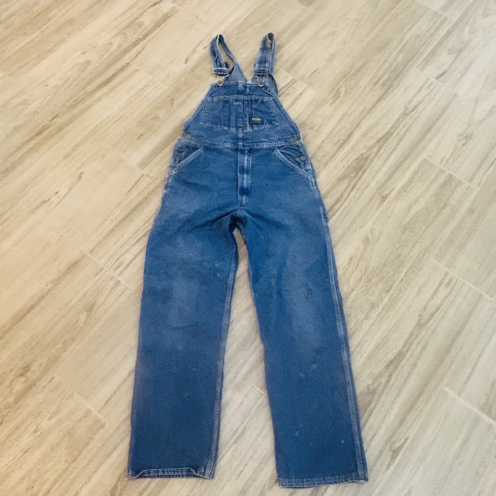Vintage Distressed 90s OshKosh Bigosh Denim Vestbak Overalls Size 30x30 USA